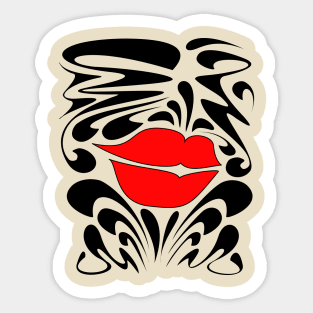 Red Decorative Funky lips Sticker